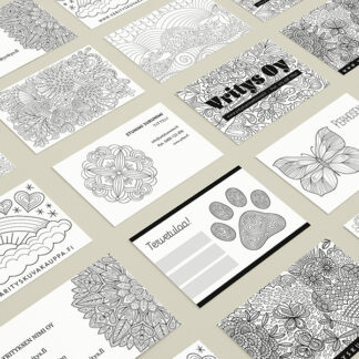 Värityskäyntikortit valmiskuvalla