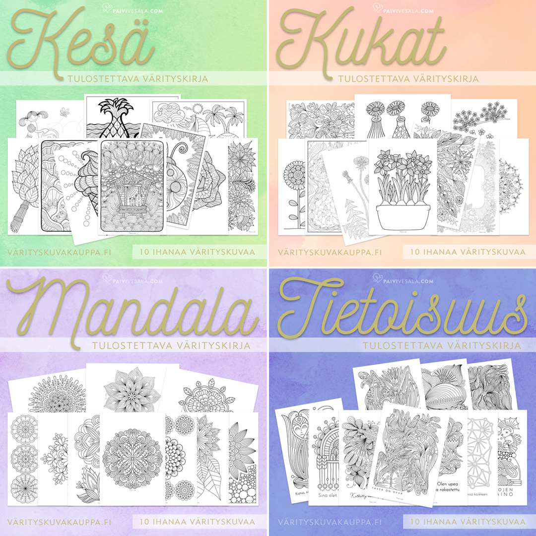 Tulostettavat värityskirjat -paketti