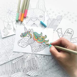 Värityspostikortit 8 kpl setti