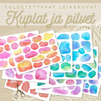 Kuplat ja pilvet – tulostettavat leikekuvat PDF-muodossa