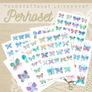 Tulostettavat leikekuvat – vesiväriperhosia askarteluun ja journaliin