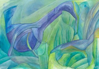 Papyruskaislikon hiljainen viisaus - guassimaalaus 15 x 21 cm