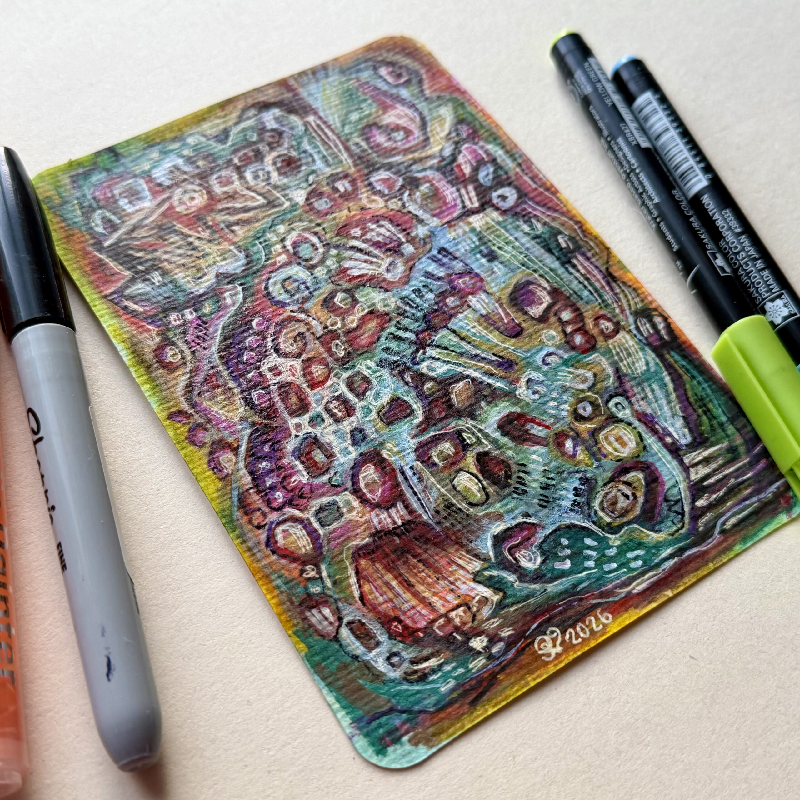 Sielunmaisema 04 - uniikki taidepostikortti - Image 2