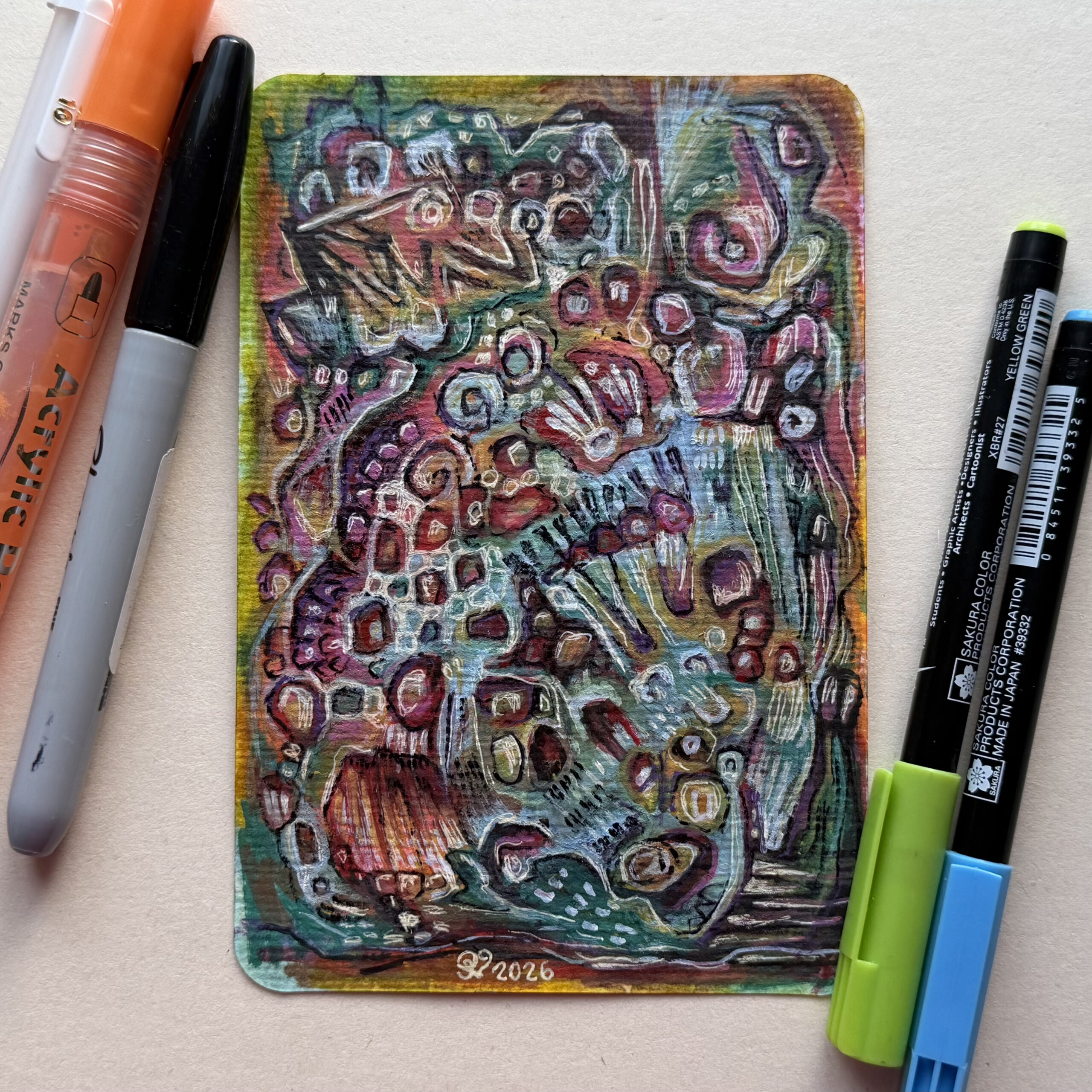 Sielunmaisema 04 - uniikki taidepostikortti - Image 4