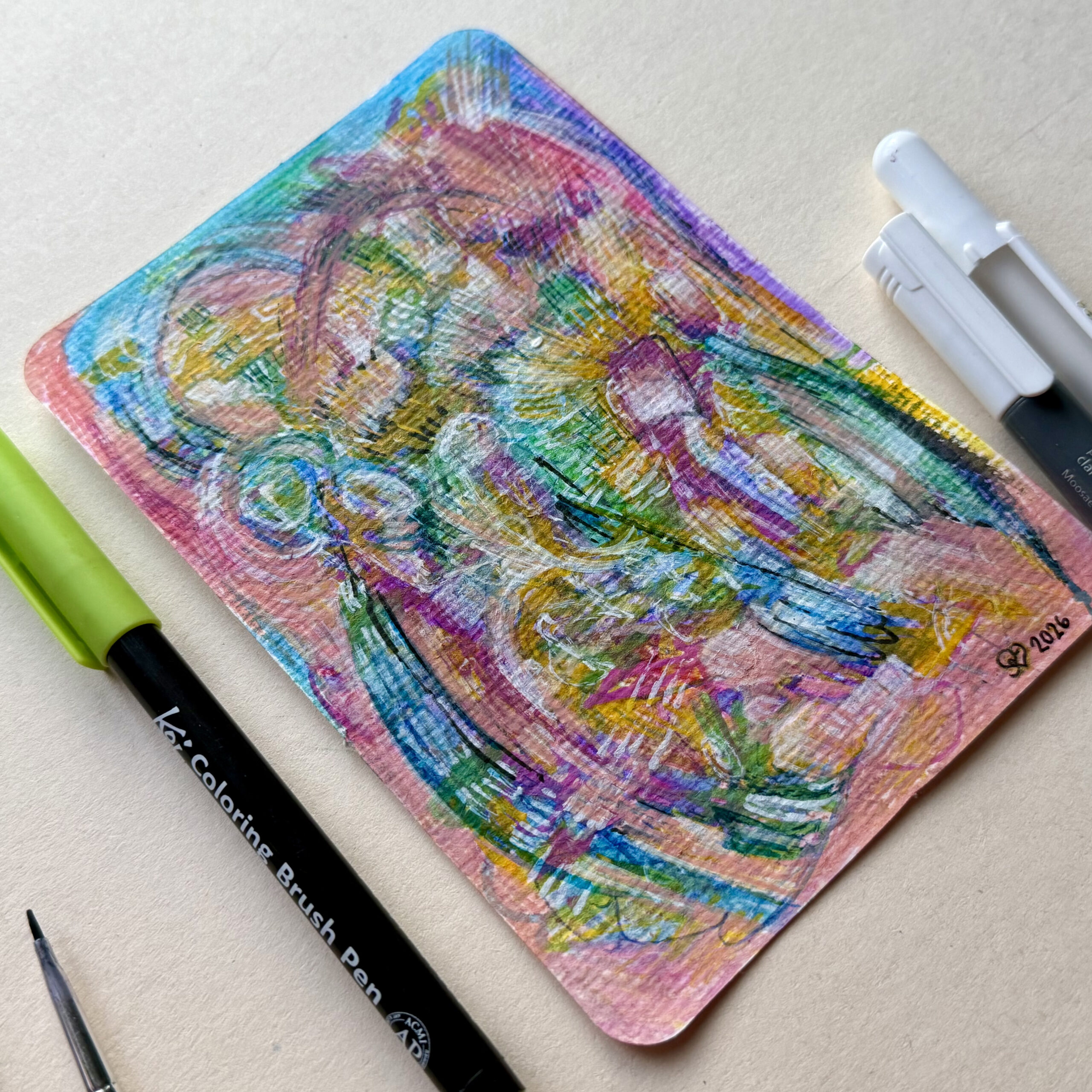 Sielunmaisema 06 - uniikki taidepostikortti - Image 2